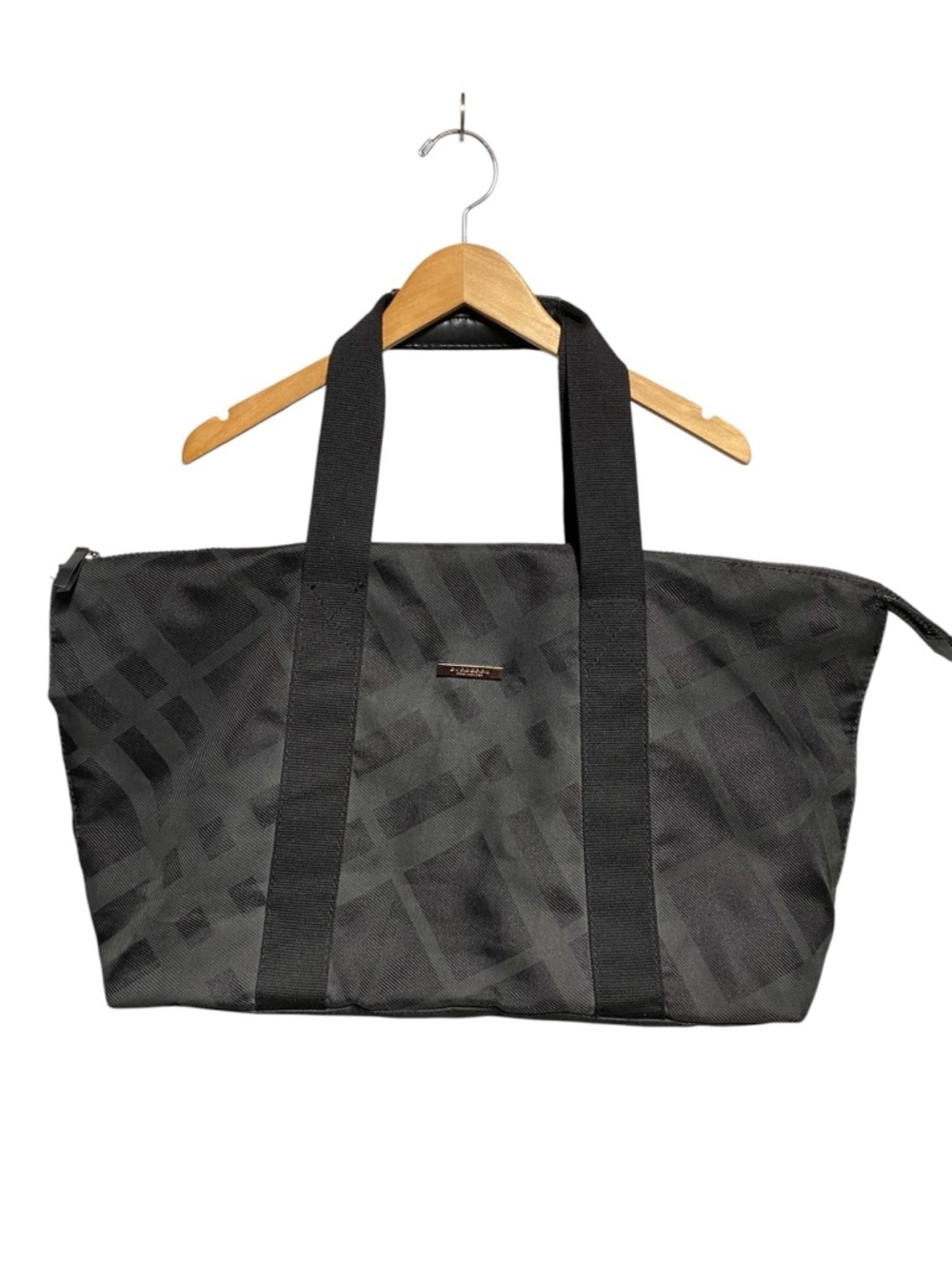 Burberry Black Nova Check Travel Tote Duffle Bag